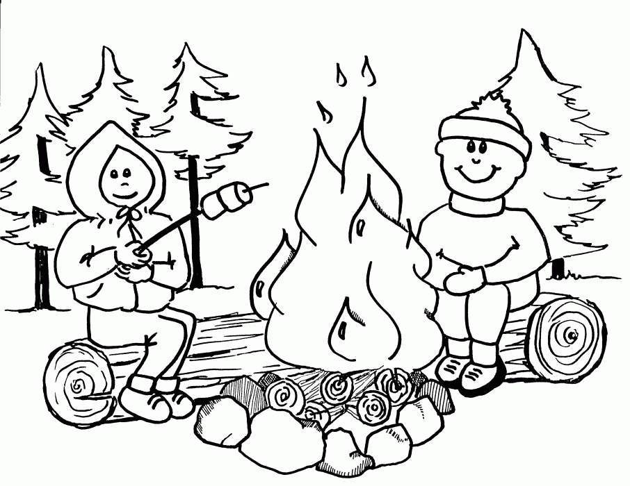 Plansa de colorat cu Camping 32 26